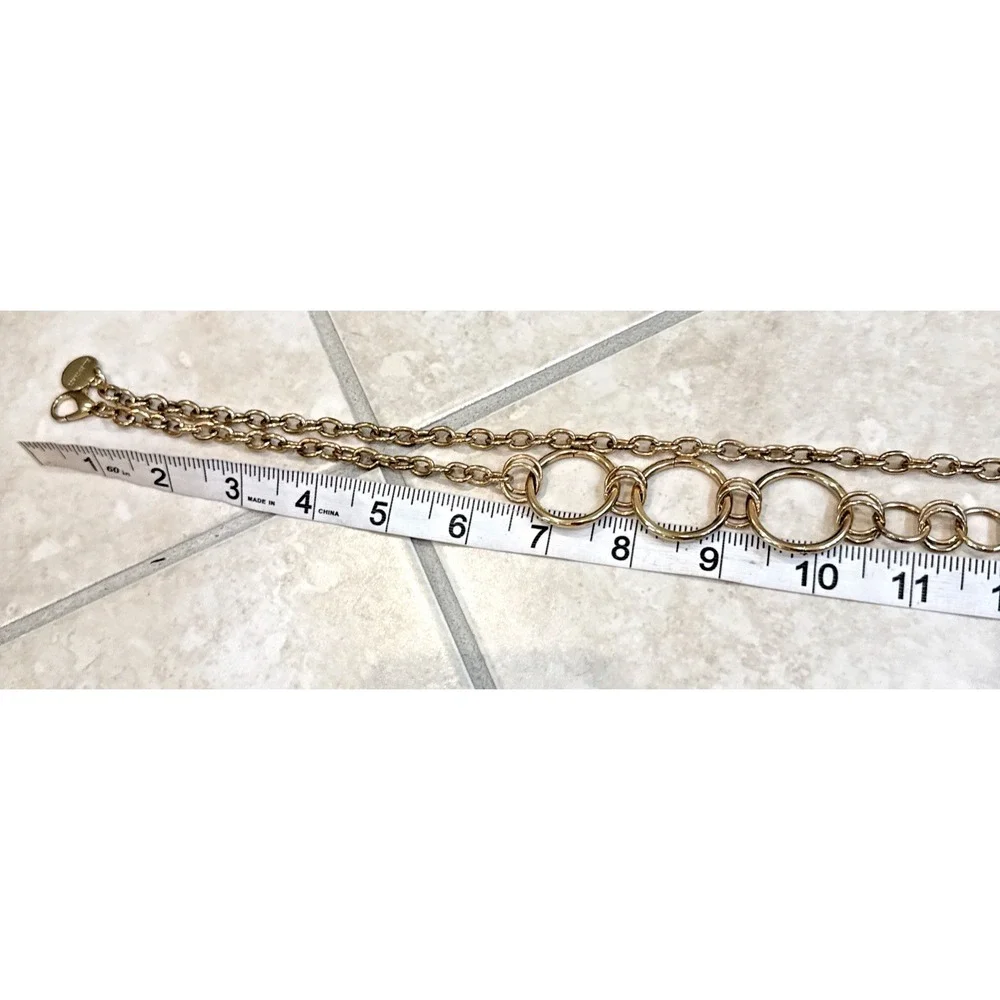 Ellen Tracy Gold Skinny Chain Belt Circle Links Adjustable O/S 44